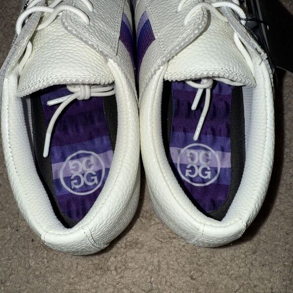 G/Fore Ladies Grosgrain Brogue Gallivanter Golf Shoe Ivory Purple Size 10 NEW - Picture 3 of 9